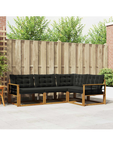 Set di divani con cuscino 4 pcs Naturale e Nero