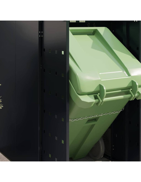 Contenitore per Rifiuti per 3 Bidoni Nero 204 x 77,5 x 121,5 cm