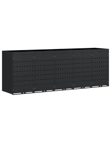 Contenitore per Rifiuti per 5 Bidoni Nero 340 x 77,5 x 121,5 cm