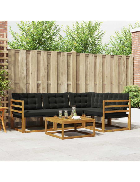 Set di divani con cuscino 5 pcs Naturale e Nero