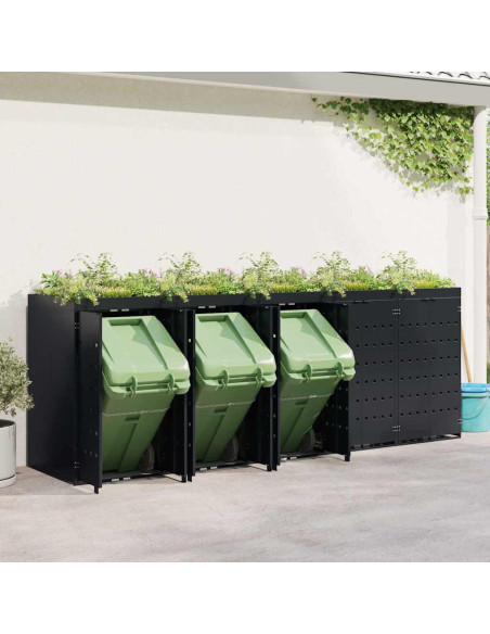 Contenitore per Rifiuti per 5 Bidoni Nero 340 x 77,5 x 121,5 cm