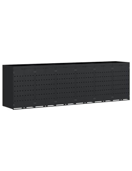Contenitore per Rifiuti per 6 Bidoni Nero 408 x 77,5 x 121,5 cm