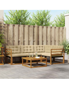 Set di divani con cuscino 5 pcs Naturale e Beige