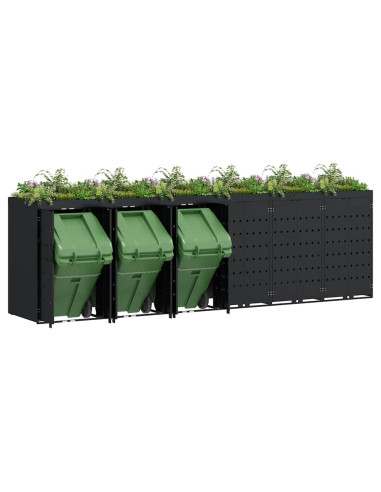 Contenitore per Rifiuti per 6 Bidoni Nero 408 x 77,5 x 121,5 cm