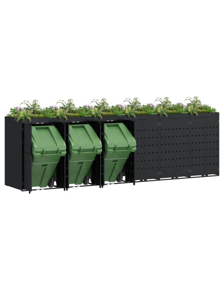 Contenitore per Rifiuti per 6 Bidoni Nero 408 x 77,5 x 121,5 cm