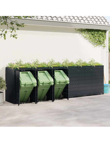 Contenitore per Rifiuti per 6 Bidoni Nero 408 x 77,5 x 121,5 cm