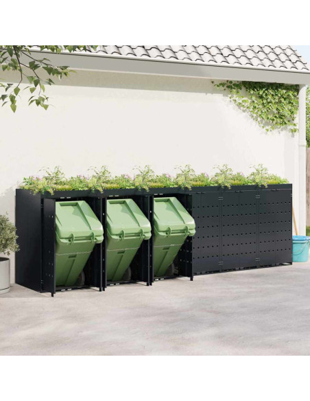 Contenitore per Rifiuti per 6 Bidoni Nero 408 x 77,5 x 121,5 cm