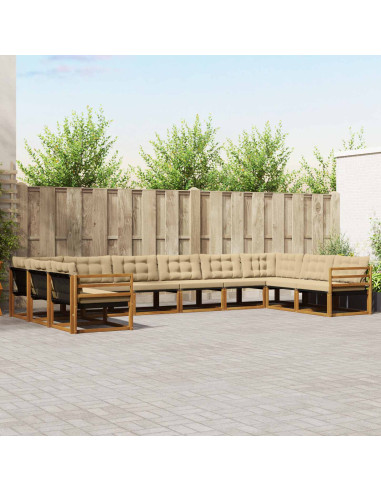 Set di divani con cuscino 10 pcs Naturale e Beige