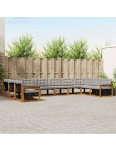 Set di divani con cuscino 10 pcs Grigio Naturale e Chiaro