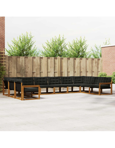 Set di divani con cuscino 10 pcs Naturale e Nero