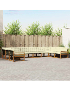 Set di divani con cuscino 10 pcs Naturale e Crema