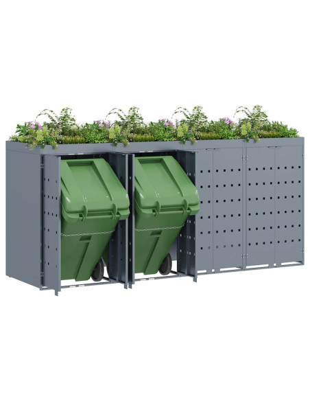 Contenitore per Rifiuti per 4 Bidoni Grigio chiaro