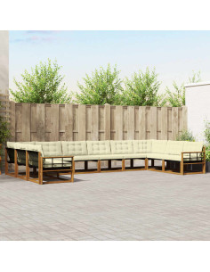 Set di divani con cuscino 10 pcs Naturale e Crema