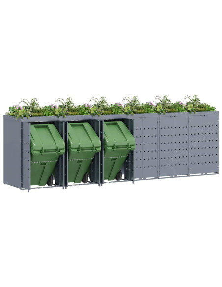 Contenitore per Rifiuti per 6 Bidoni Grigio chiaro