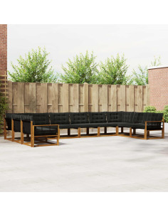 Set di divani con cuscino 10 pcs Naturale e Nero