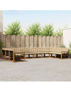 Set di divani con cuscino 10 pcs Naturale e Beige