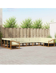 Set di divani con cuscino 10 pcs Naturale e Crema