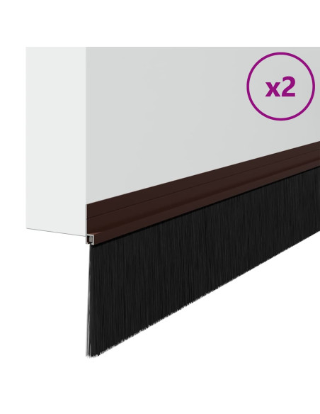 Spazzole per porte autoadesive 2 pcs Marrone 100 cm