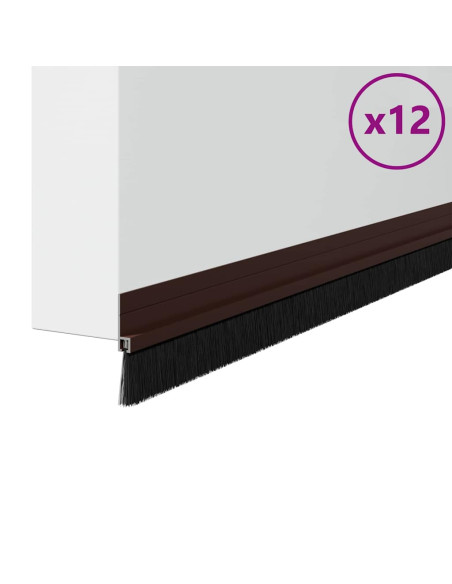 Spazzole per porte autoadesive 12 pcs Marrone 100 cm