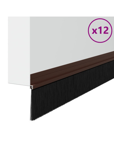 Spazzole per porte autoadesive 12 pcs Marrone 100 cm