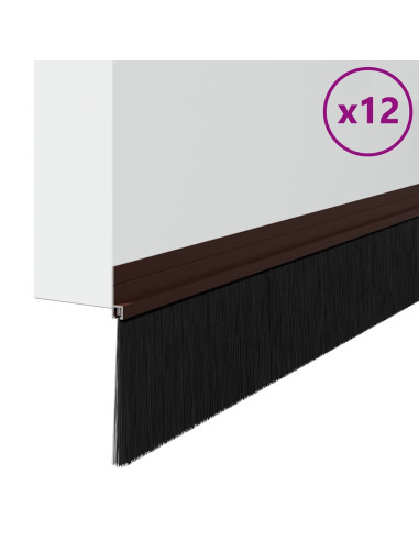Spazzole per porte autoadesive 12 pcs Marrone 100 cm