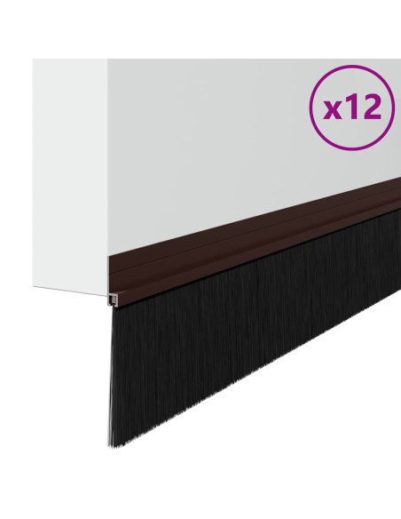 Spazzole per porte autoadesive 12 pcs Marrone 100 cm