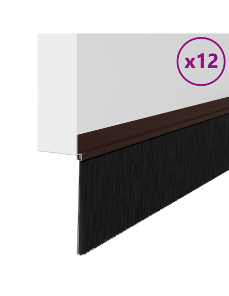 Spazzole per porte autoadesive 12 pcs Marrone 100 cm
