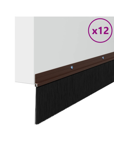 Spazzole per porte a vite 12 pcs Marrone 100 cm