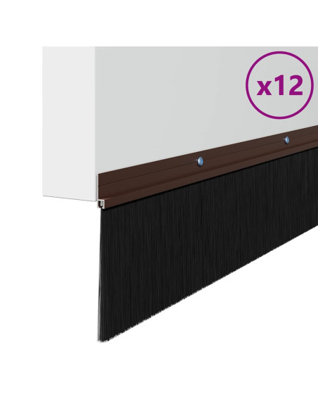 Spazzole per porte a vite 12 pcs Marrone 100 cm