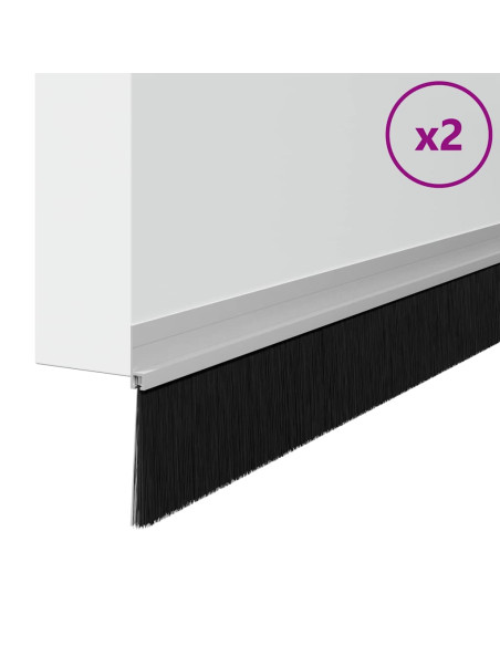 Spazzole per porte autoadesive 2 pcs Argento 100 cm