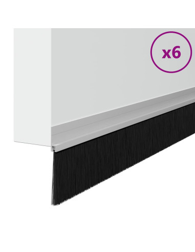 Spazzole per porte autoadesive 6 pcs Argento 100 cm
