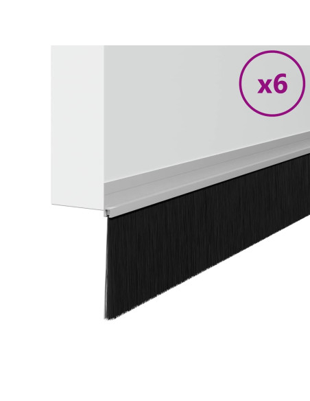 Spazzole per porte autoadesive 6 pcs Argento 100 cm