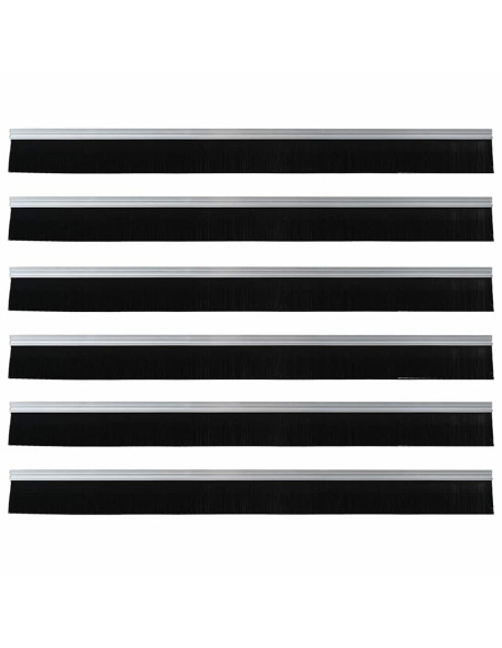 Spazzole per porte autoadesive 6 pcs Argento 100 cm