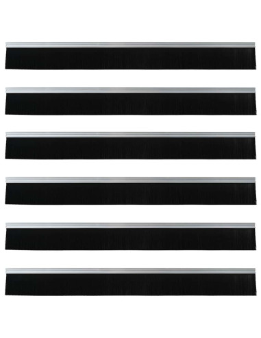 Spazzole per porte autoadesive 6 pcs Argento 100 cm