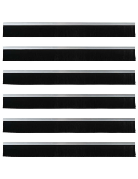 Spazzole per porte autoadesive 6 pcs Argento 100 cm