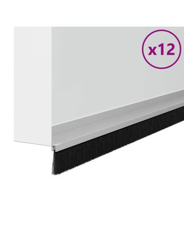 Spazzole per porte autoadesive 12 pcs Argento 100 cm