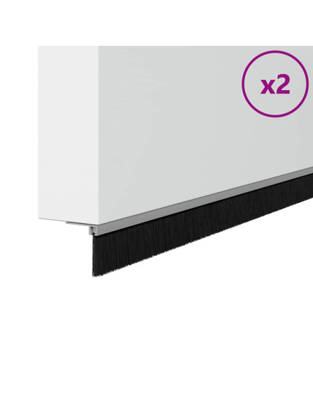 Spazzole per porte autoadesive 2 pcs Argento 100 cm