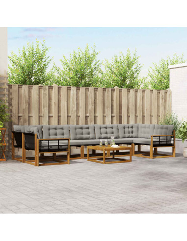 Set di divani con cuscino 8 pcs Grigio Naturale e Chiaro