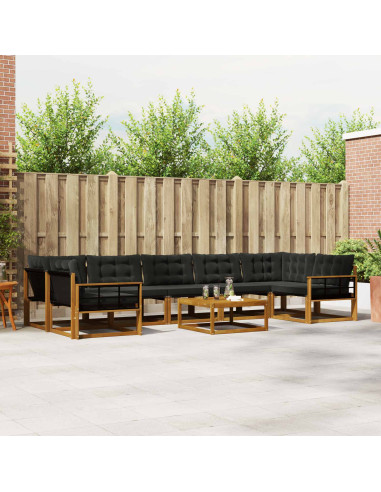 Set di divani con cuscino 8 pcs Naturale e Nero