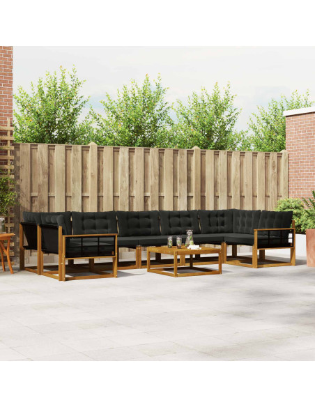 Set di divani con cuscino 8 pcs Naturale e Nero