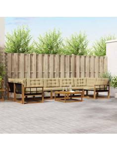 Set di divani con cuscino 8 pcs Naturale e Beige