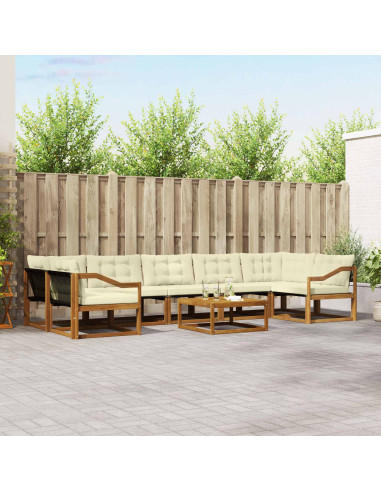 Set di divani con cuscino 8 pcs Naturale e Crema