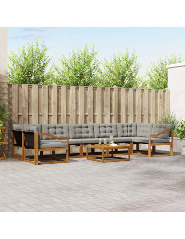 Set di divani con cuscino 8 pcs Grigio Naturale e Chiaro