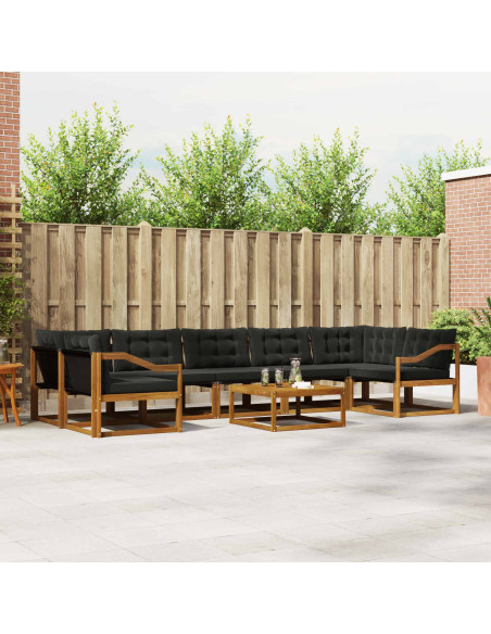 Set di divani con cuscino 8 pcs Naturale e Nero