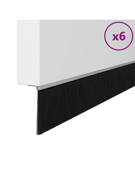 Spazzole per porte autoadesive 6 pcs Argento 100 cm