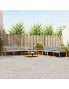 Set di divani con cuscino 9 pcs Grigio Naturale e Chiaro