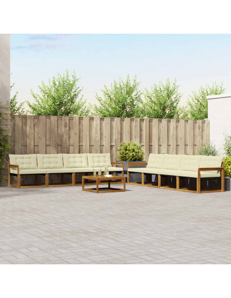 Set di divani con cuscino 9 pcs Naturale e Crema