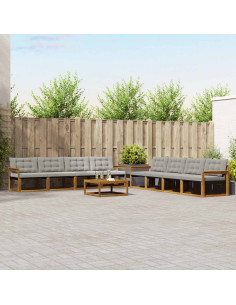 Set di divani con cuscino 9 pcs Grigio Naturale e Chiaro