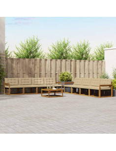 Set di divani con cuscino 9 pcs Naturale e Beige