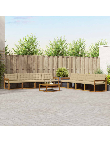 Set di divani con cuscino 9 pcs Naturale e Beige